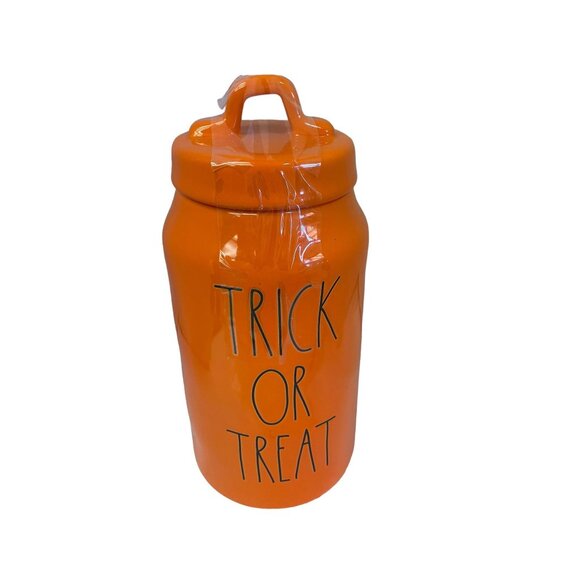 RAE Dunn Orange Halloween Mug Cup Trick or Treat Cannister 10" Artisan Collecti - Picture 4 of 10